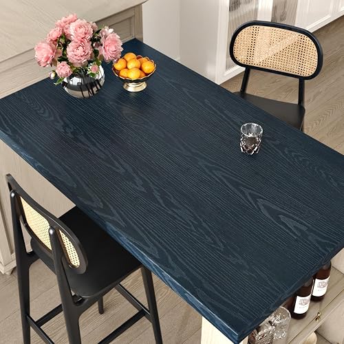 Miniatura 3 de Papel adhesivo de madera azul marino para encimeras, papel tapiz para despegar y pegar, color azul oscuro, 24 x 118 pulgadas, papel de pared de