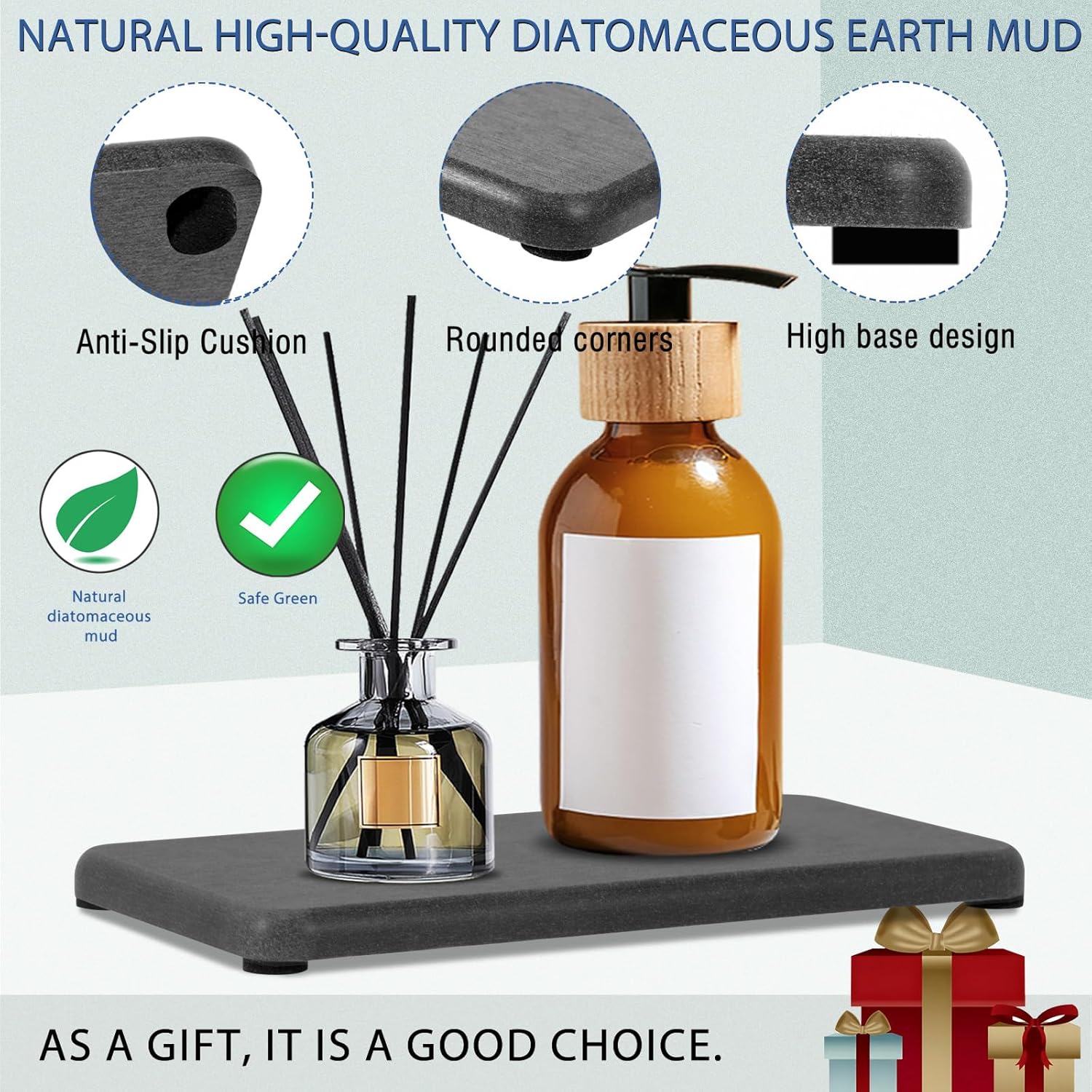 4PCS Water Absorbing Stone Tray, Quick Drying Diatomite Stone Sink Tray, Water Absorbent Diatomite Coasters Used for Hand Soap Dispenser Toothbrush Sponges Holders in Bathroom Counter and Kitchen Sink - Image 5