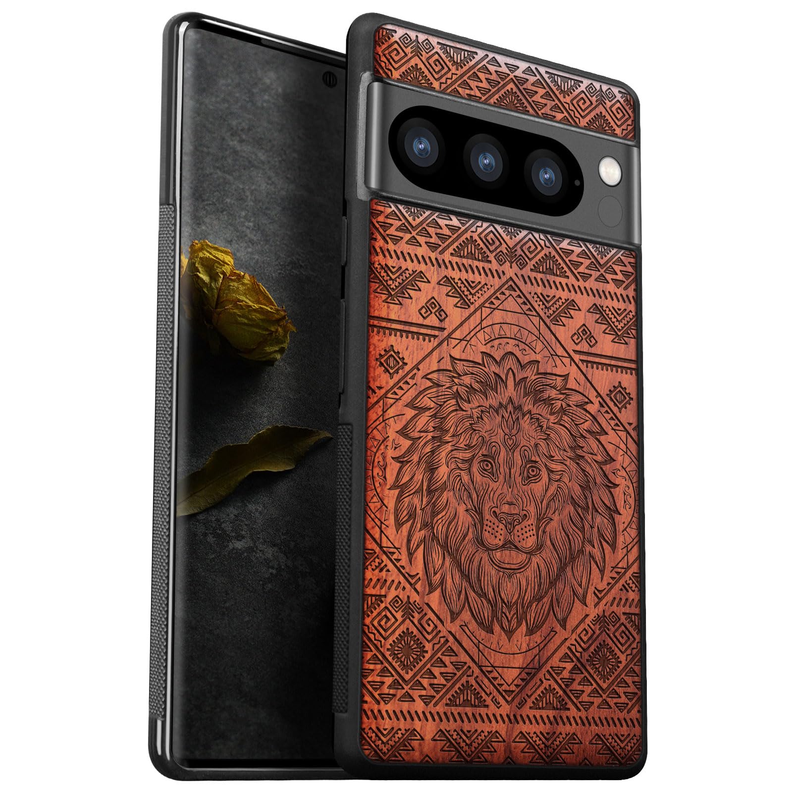 Custodia Carveit Per Google Pixel 8 Pro Con Pannello In Legno Inciso - Grande Muraglia Cinese, TPU Antiurto