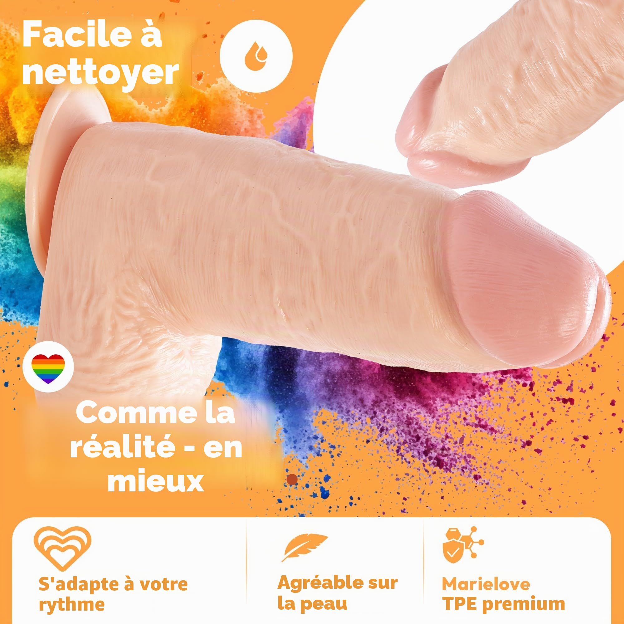 marielove für neuen schwung. Gode-27 cm-Réplique réaliste de pénis-Veines naturelles en matériau souple et testicules prononcées-Avec ventouse pour strapon ou harnais-Pour femmes,hommes et couples