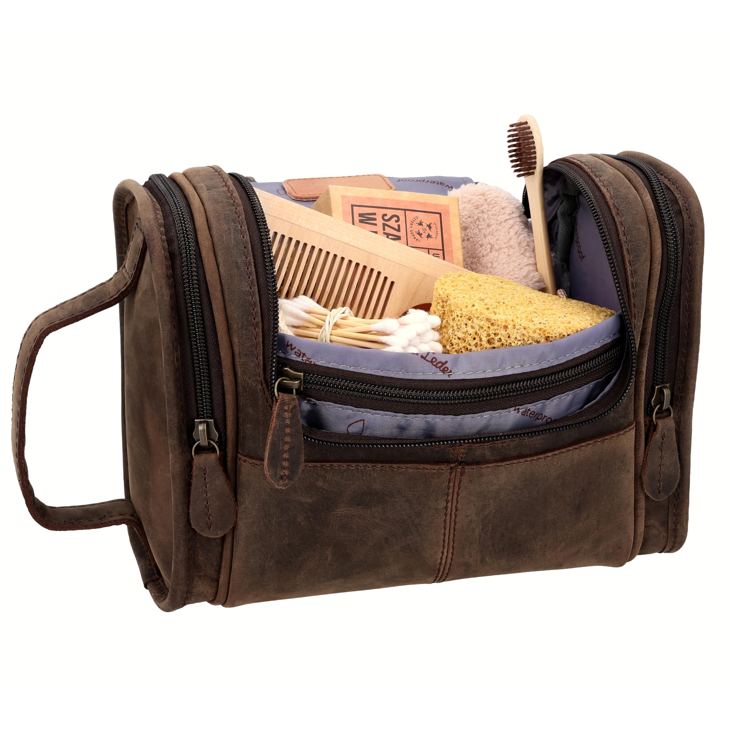 Gusti Leder Studio Chester Neceser de Cuero Bolsa de Viaje Impermeable Bolso para Cosméticos Maquillaje Make Up Utensilios Accesorios 2H30-20-4wp