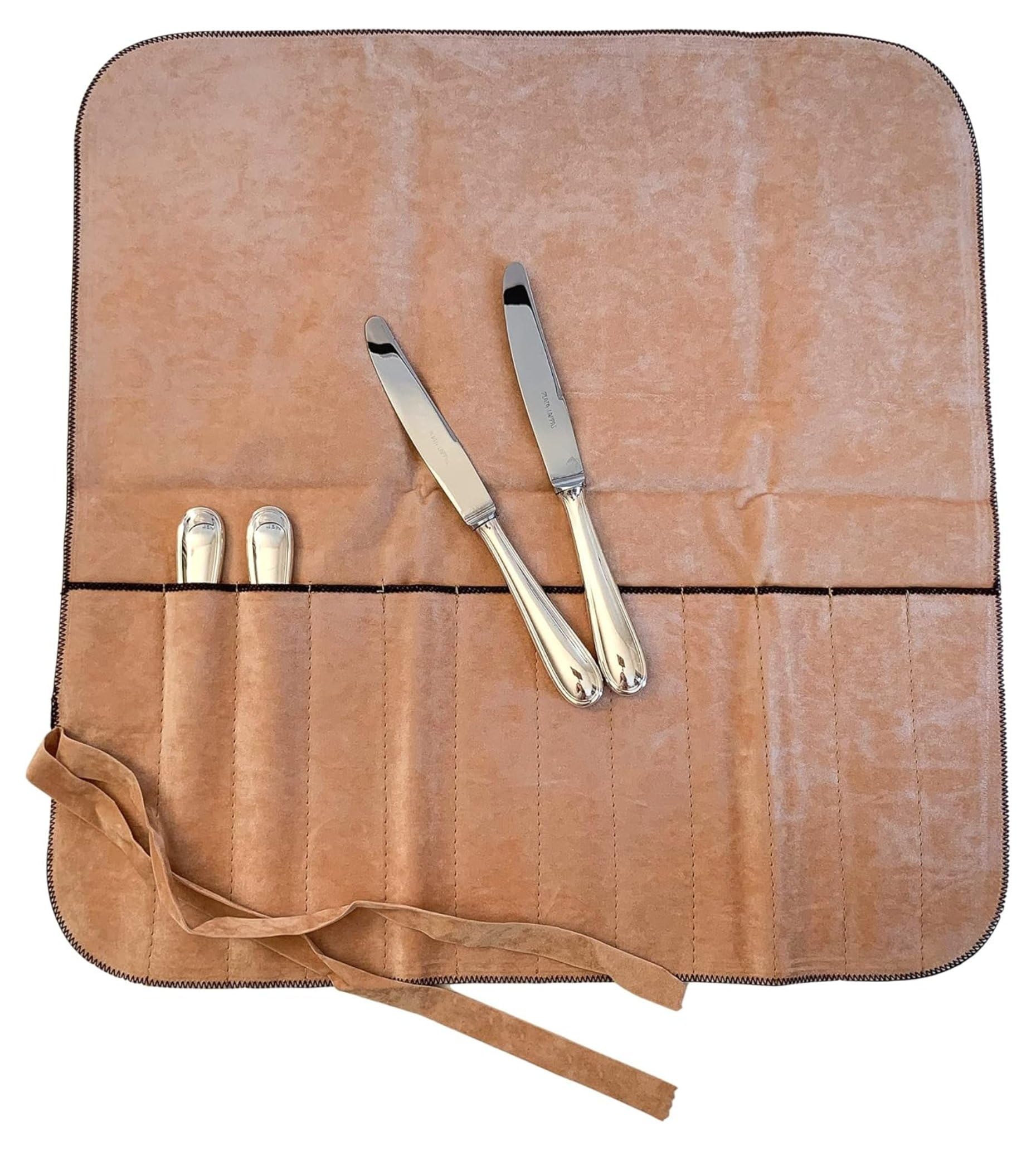 Hagerty Silver Guard Cutlery Roll Bestecktasche für Silber und Versilbertes 43,5 x 45 cm Silberbesteck-Aufbewahrung mit Anlaufschutz Besteckhalter für Obst- & Fischmesser mit 12 Fächern A119006