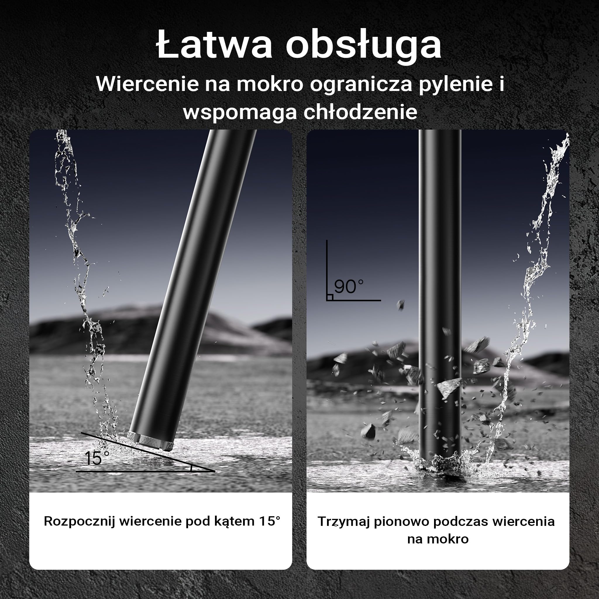Wiltec Wiertło diamentowe koronowe typu Mesh Ø 52 mm o długości 450 mm, 1¼ UNC, do wiercenia w betonie, kafelkach, kamienia i granitu
