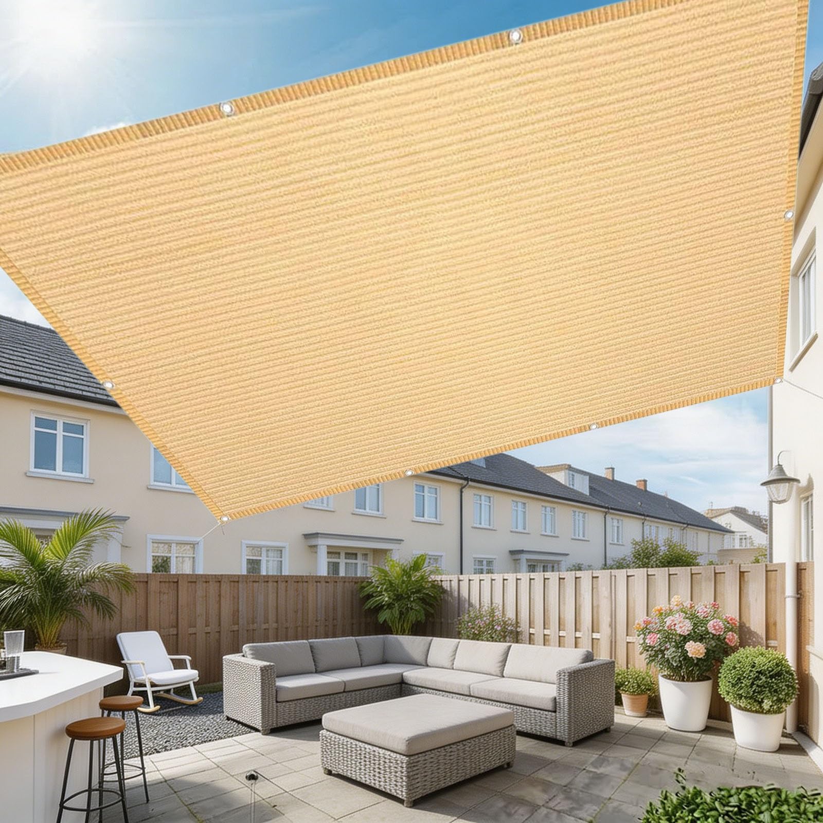 Filet d'ombrage de jardin jaune sable pour patio et terrasse