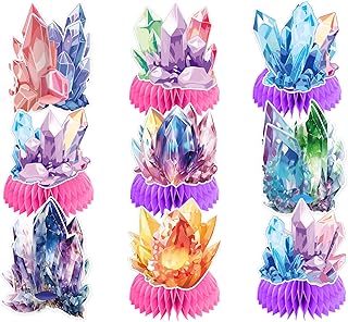 9 Pcs Crystal Honeycomb Centerpieces Crystal Birthday Centerpiece Decorations Crystal Table Decorations for Diamond Crystal Party Decorations Party Supplies