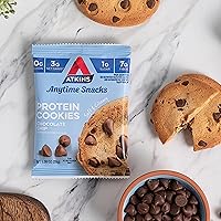 Vista 5 de Atkins Galleta de proteína con chispas de chocolate, postre proteico, rico en fibra, 0.11 onzas de carbohidratos netos, 0.04 oz de azúcar, apto