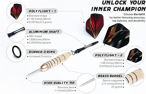 Miniatura 4 de DartsFX Juego de puntas de metal para dardos  Juego de puntas de acero para dardos de 6 x 078oz profesional barriles de latón para juntas tóricas