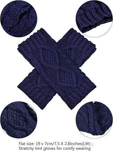 Miniatura 3 de 4 pares de guantes de punto sin dedos para mujer, calentadores de brazo con agujero para el pulgar