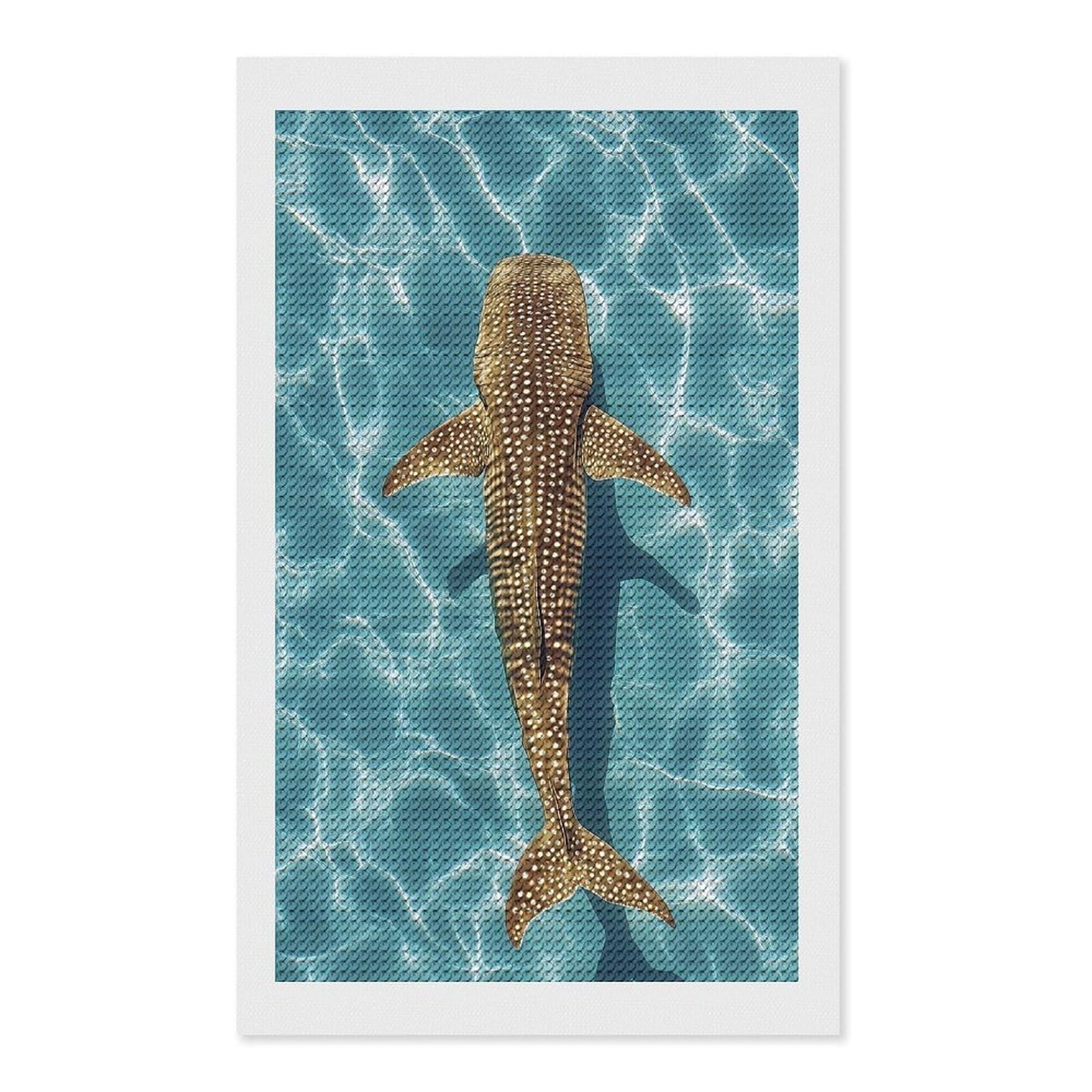 Junmoney Whale Shark in Turquoise Water Full Drill Diamond Painting Kit 12"x20", for Teens, Calming Craft to Unwind, Home Wall Decor, Christmas Gift