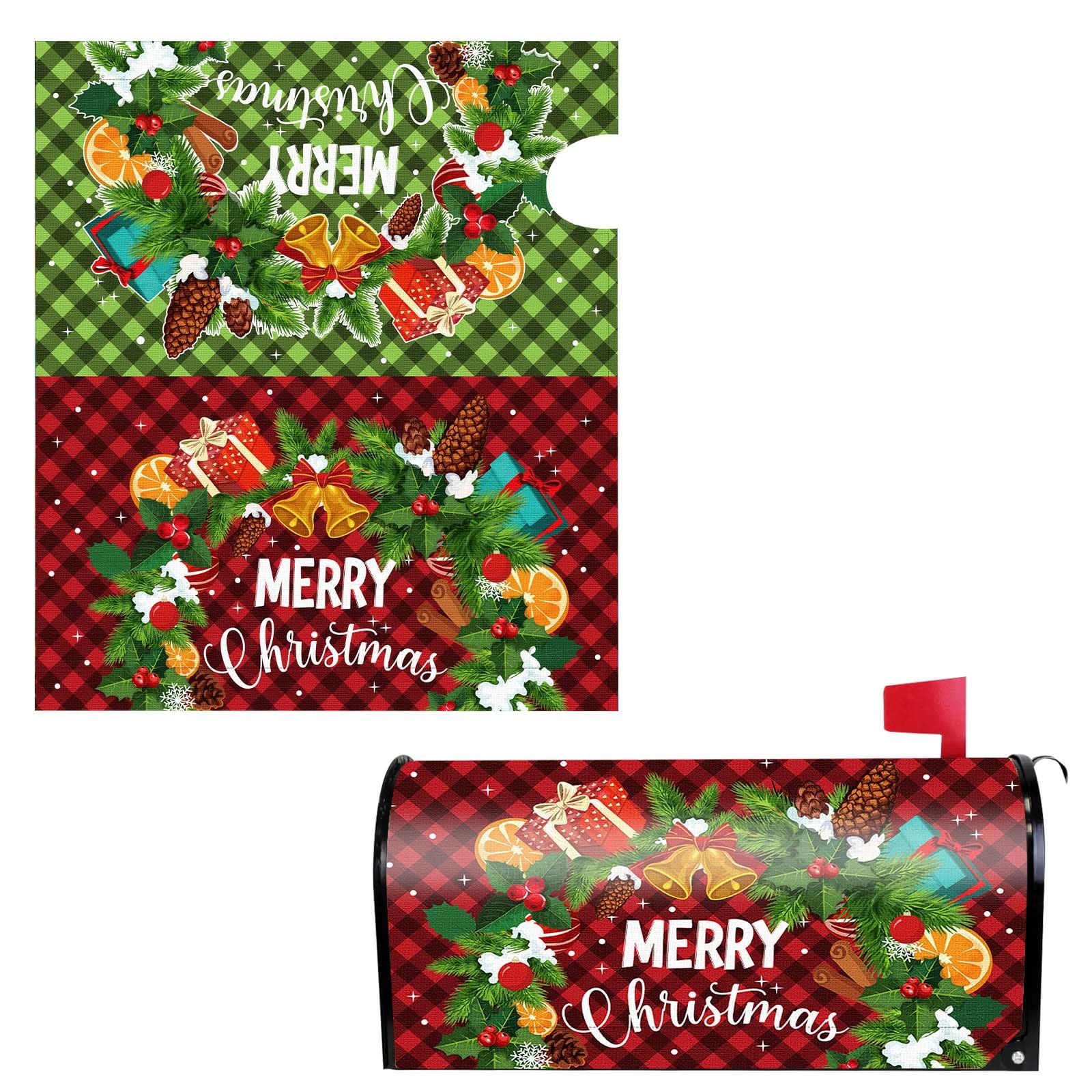 Gosknor Funda para Buzón de Navidad con Imán, Tamaño Estándar de 53x46cm Impermeable para Decoración de Buzón de Jardín o Patio (Estilo 2)
