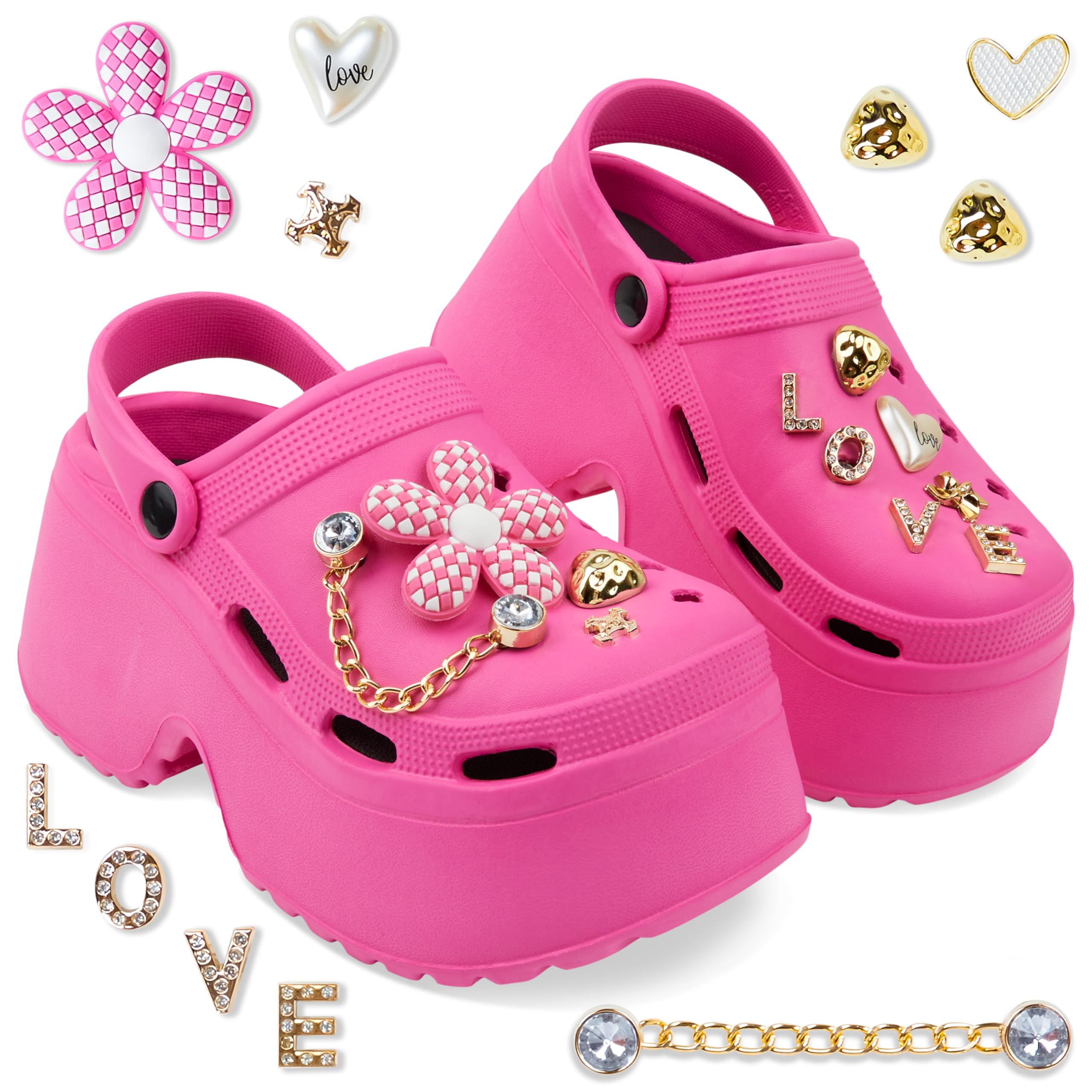 CityComfort Zuecos de Plataforma con Tacón y Charms Removibles - Regalos para Mujeres