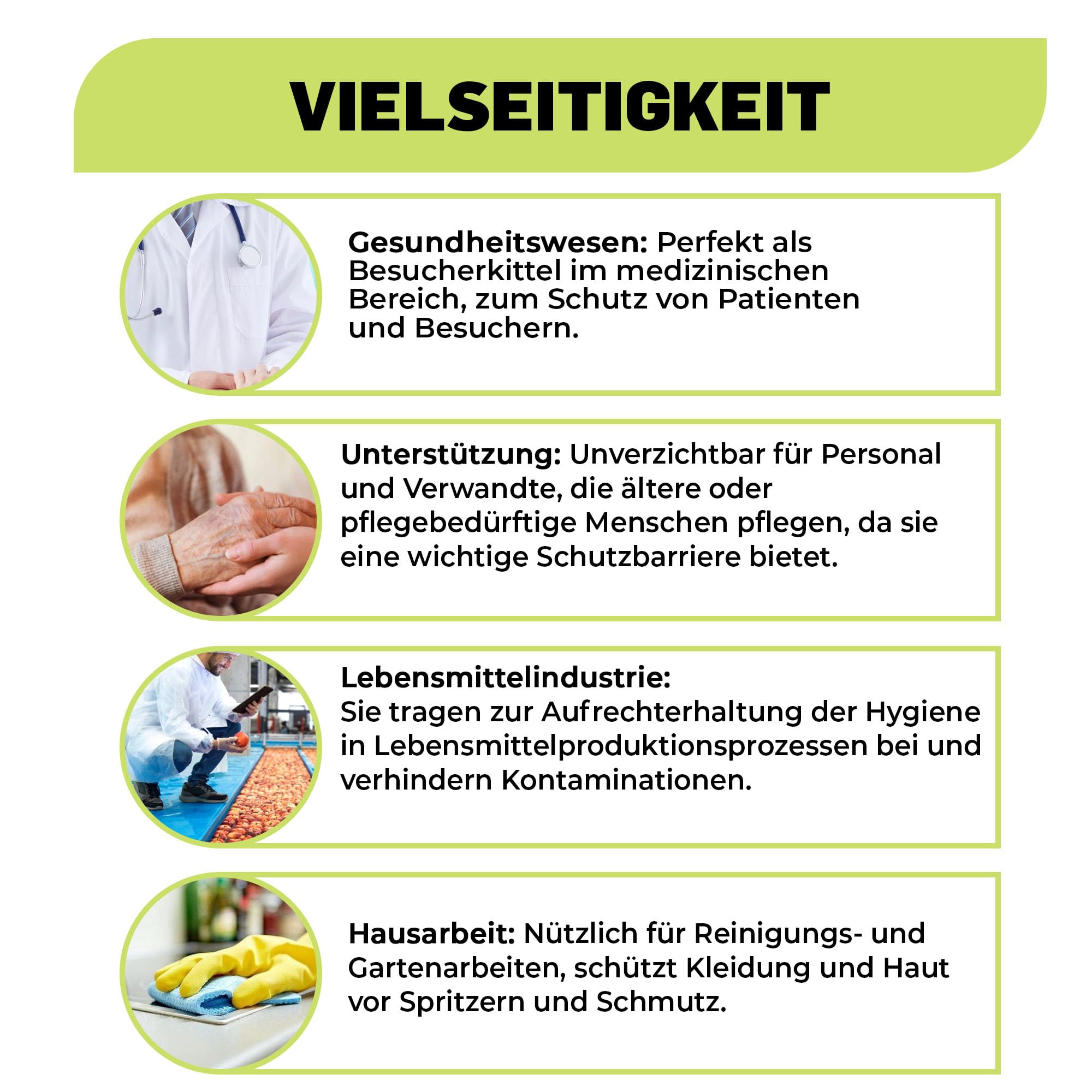 XARA Schutzkittel Einweg - Einweg-Schutzkittel – Einwegkittel – Einheitsgröße - Größe XL -112 x 138cm - TNT Polypropylen 35 gr - Einwegkittel mit Kontaktverschluss - Atmungsaktiv - 10 Stück