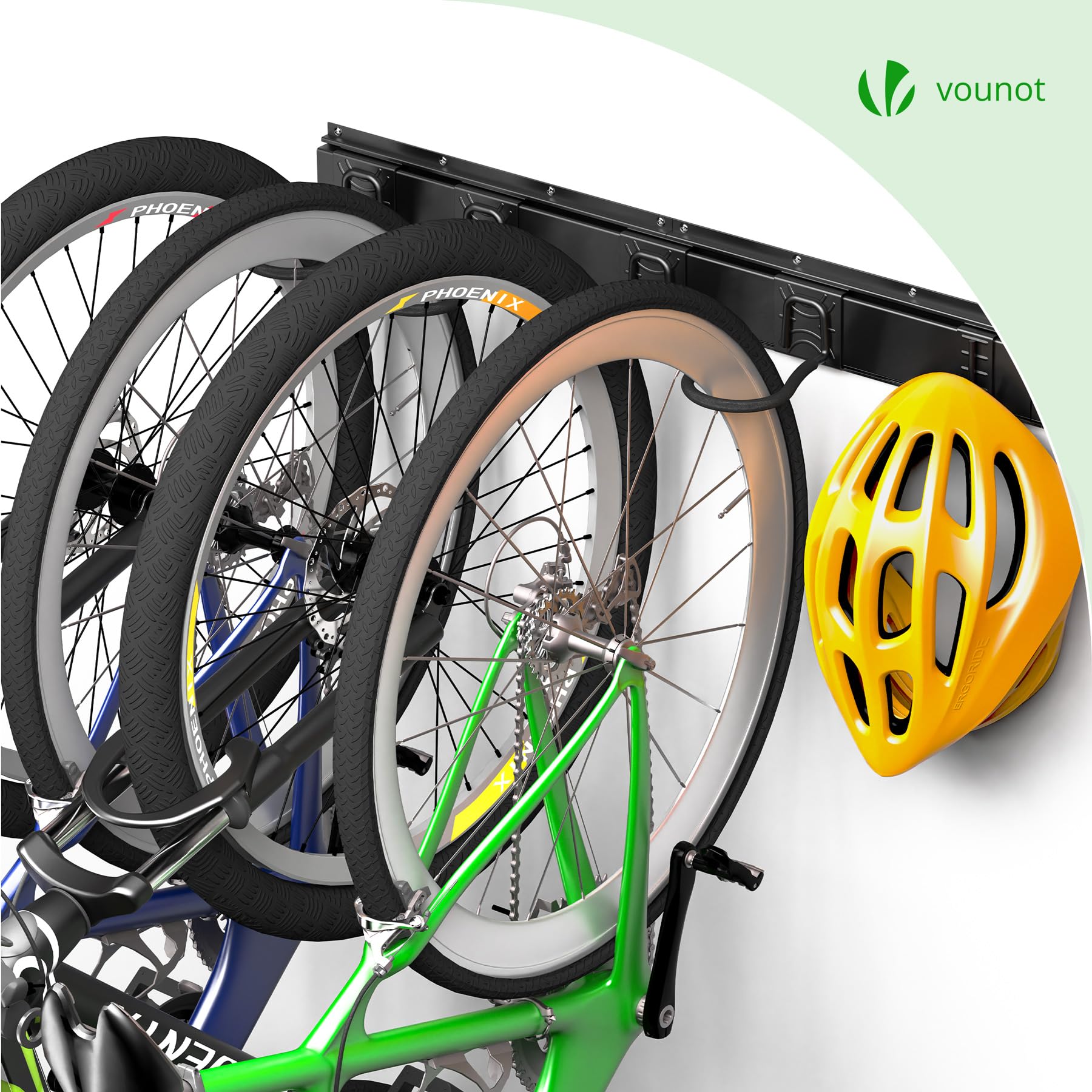 VOUNOT Porta Bici da Muro in Metallo per 6 Biciclette + 3 Caschi, Nero