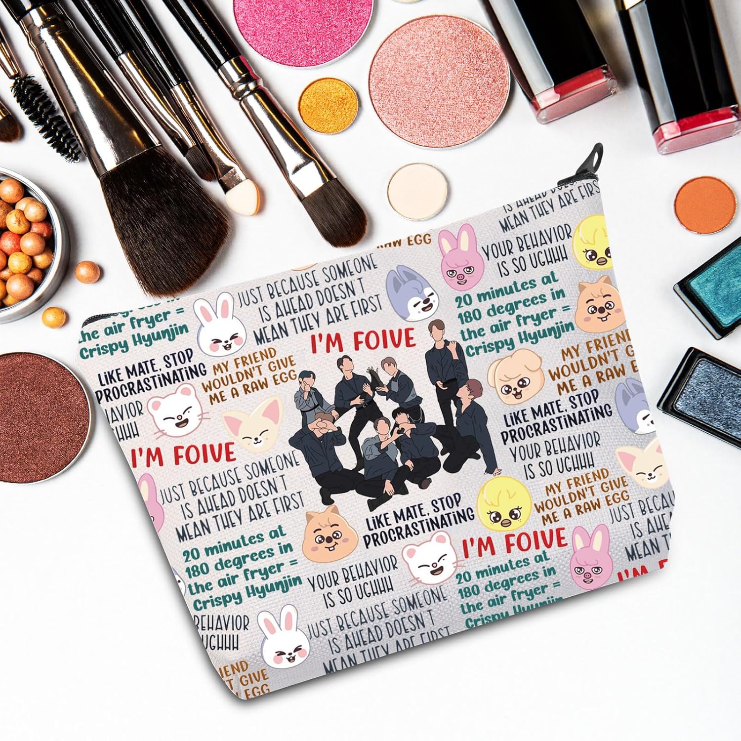 G2TUP Korean Stay Makeup Bag Korean Stay Gifts Stay Merchandise Korean Stay Zipper Bag (I'm foive) - Image 4