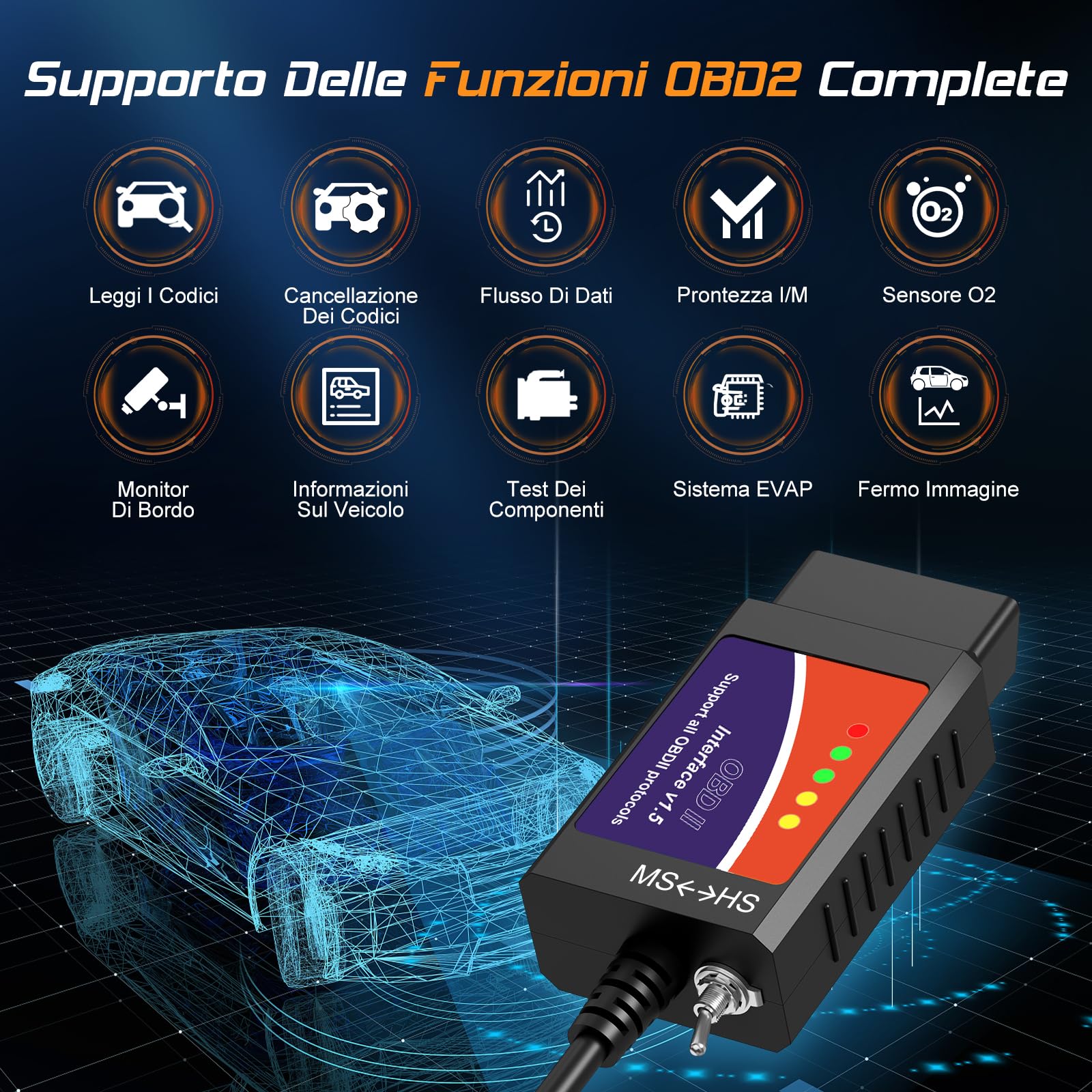 FORScan OBD2 Scanner OBDII diagnostico per Windows, Strumento di codificazione diagnostica per Auto OBDII con Interruttore MS-Can/HS-Can per Veicoli Ford Lincoln Mazda Mercury Series