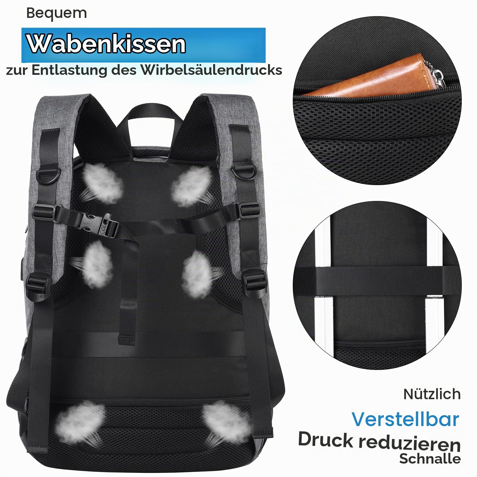 Schulrucksack Jungen Mädchen Teenager, Rucksack Schule Laptop Rucksack für Herren Damen Daypacks für 17.3 Zoll Laptop Business Rucksack mit USB Ladeanschluss 35L