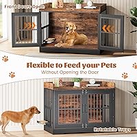 Vista 5 de VOPEAK Mueble rústico para jaula de perros de 40 pulgadas, jaula resistente con bandejas extraíbles para perros pequeños y medianos, jaula