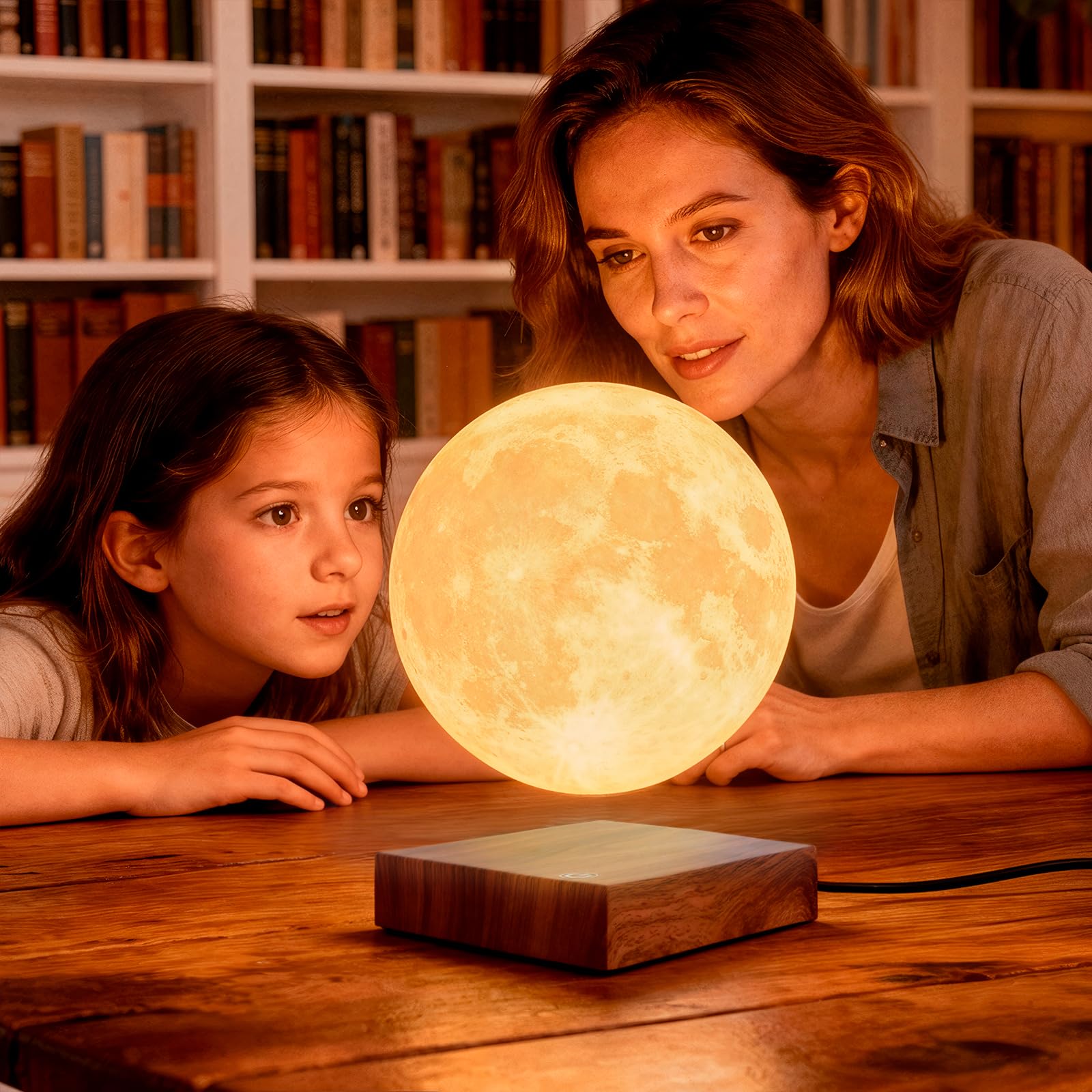 UVEHAS Schwebende Mondlampe mit 3 Farbwechseln, magnetisch schwebendes, rotierendes 3D-Mondlicht, Touch-Steuerung, dimmbare LED-Nachtlichter, dekorative Stimmungsbeleuchtung für Wohnzimmer und Büro