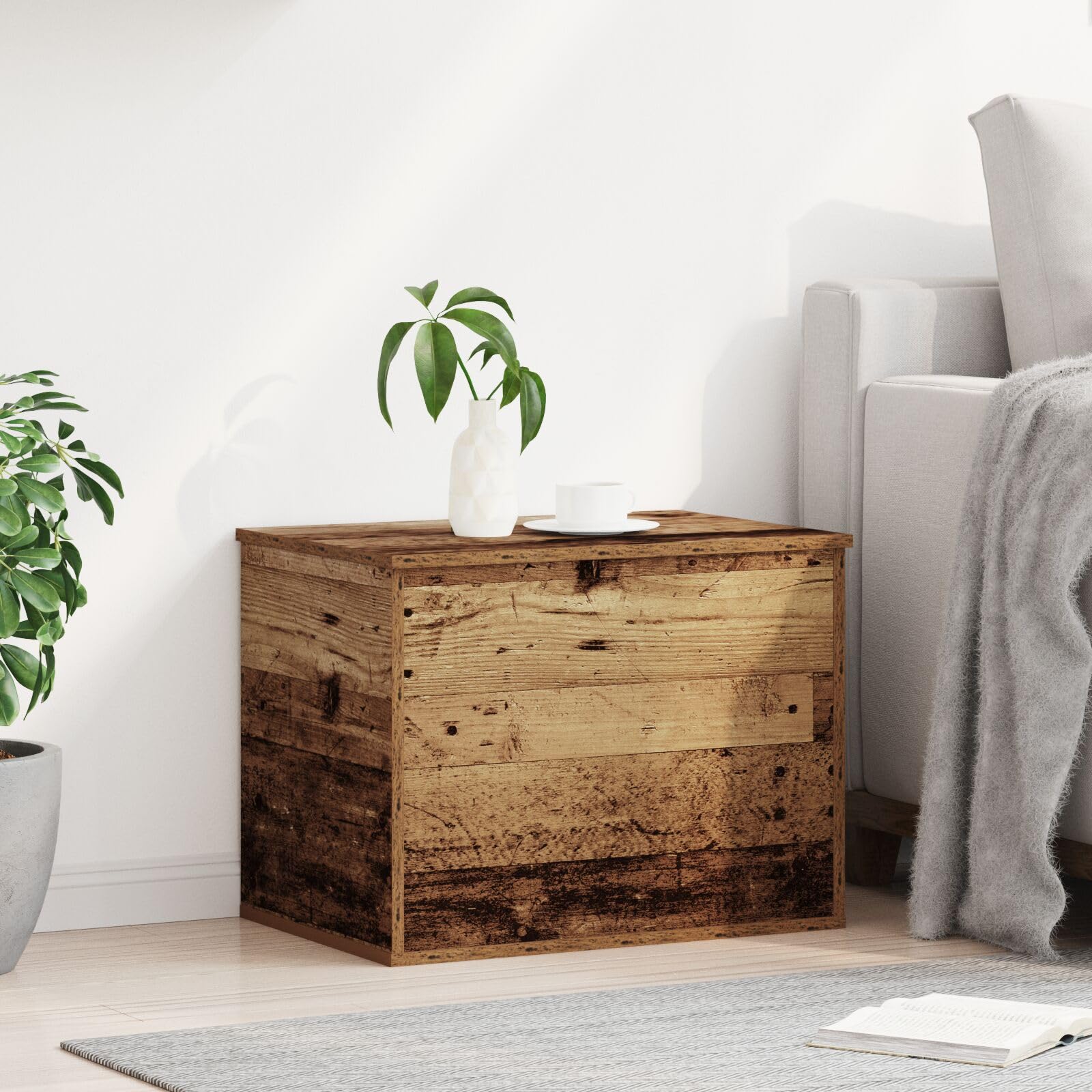 Gecheer Cassa di stoccaggio con Coperchio in Legno Vecchio 60x42x46 cm in Legno ingegnerizzato,P862288