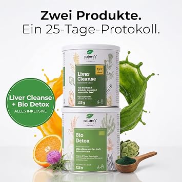 Nature's Finest Liver Treatment Pack - Liver Cleanse + Organic Detox 2 x Pack of 2 powders: Liver Cleanse (milk thistle turmeric) + organic detox (organic grass mix)