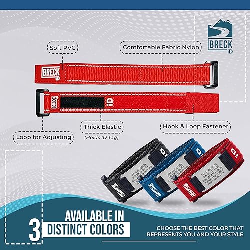 Miniatura 9 de BRECK iD NYLON - Pulsera de alerta médica para hombres y mujeres, pulseras de nailon elásticas y cómodas para identificación, emergencia e