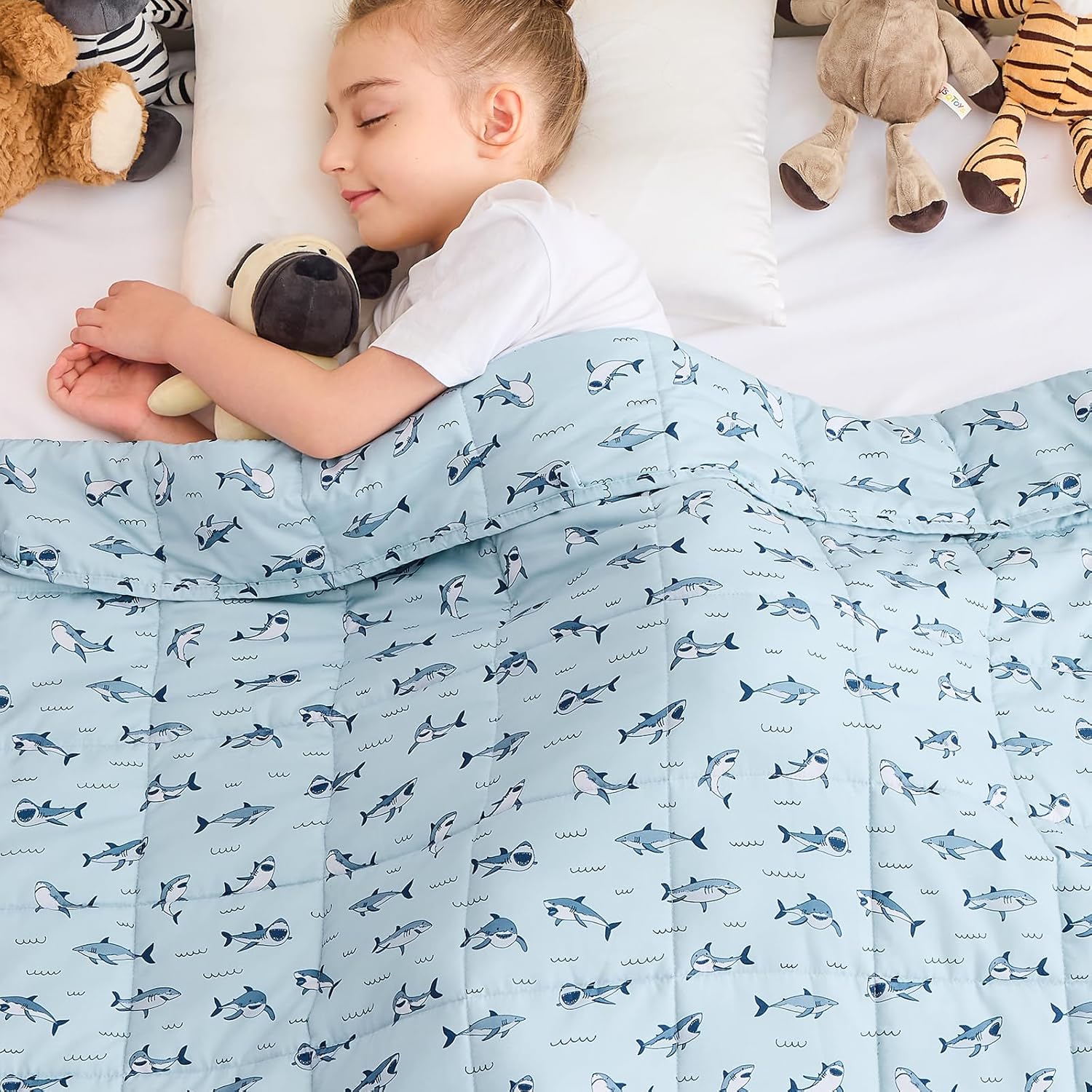 yescool Weighted Blanket 7 Pounds Cooling Weighted Lap Blanket, Shark Heavy Blankets for Sleeping, Washable Weighted Throw Blanket for 60-80lbs, 40″x60″