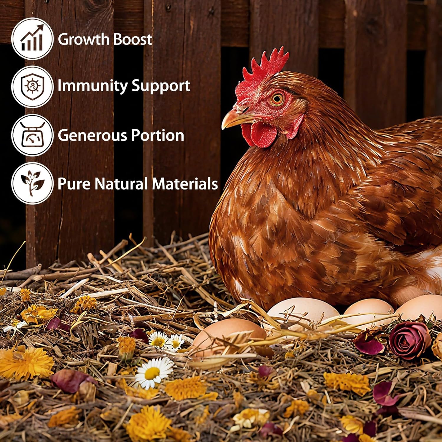 23oz Luxury Chicken Nesting Herbs, 7 Natural Floral & Herbal Blend Nesting Herbs for Chicken Coop Living Bedding, Pads, Boxes and Hen Coop Accessories, Calm Hens, Better Egg Quality