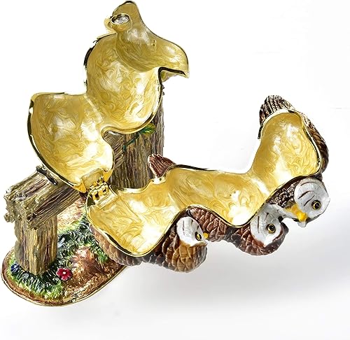 Miniatura 2 de KALIFANO Joyero decorativo para mujer con cristales Swarovski y piedras preciosas con forma de pájaros, hecho para almacenamiento y organización,