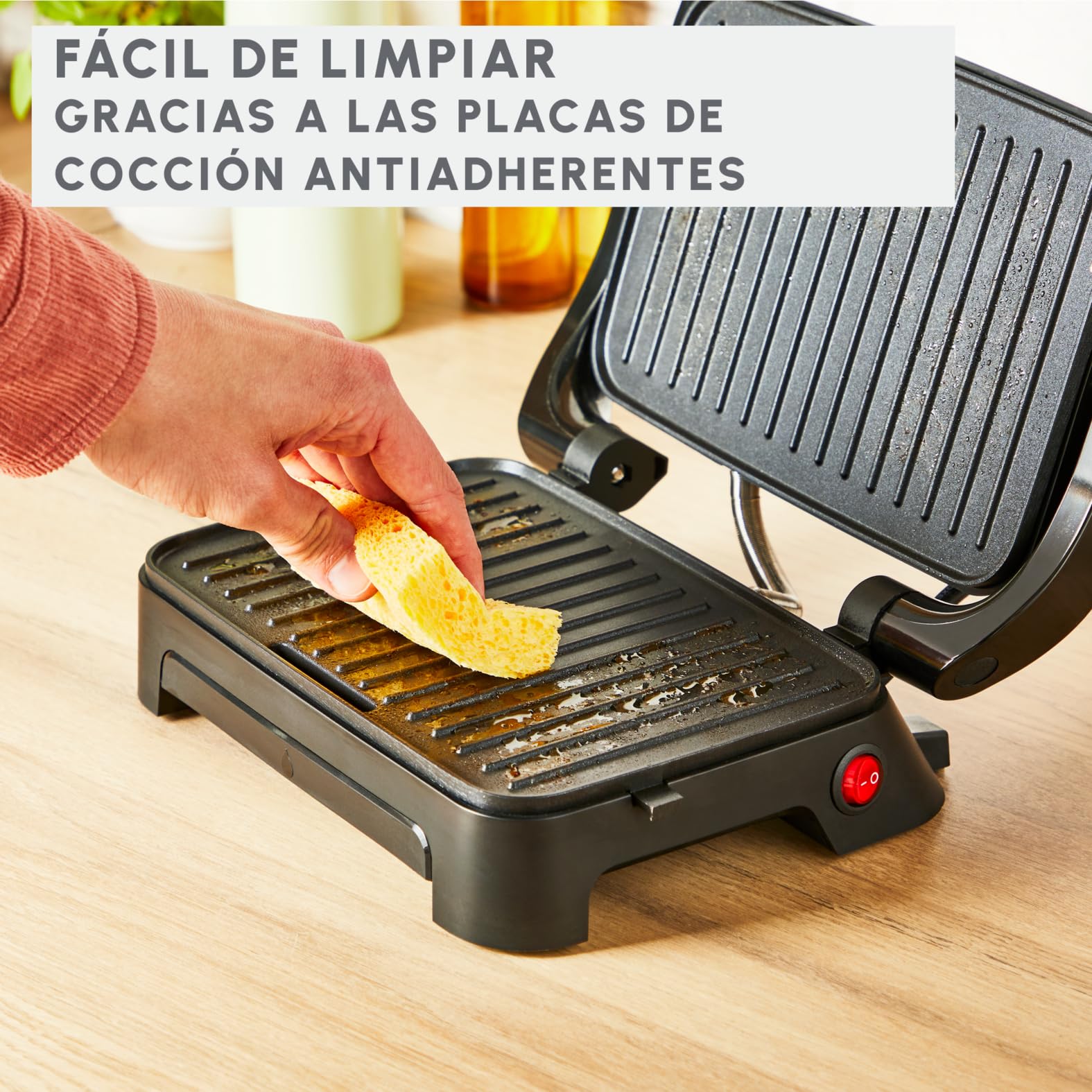 Moulinex Inicio Compact, plancha de paninis y grill, placas de cocción antiadherentes, fácil de guardar, fácil de lavar, GI270D10