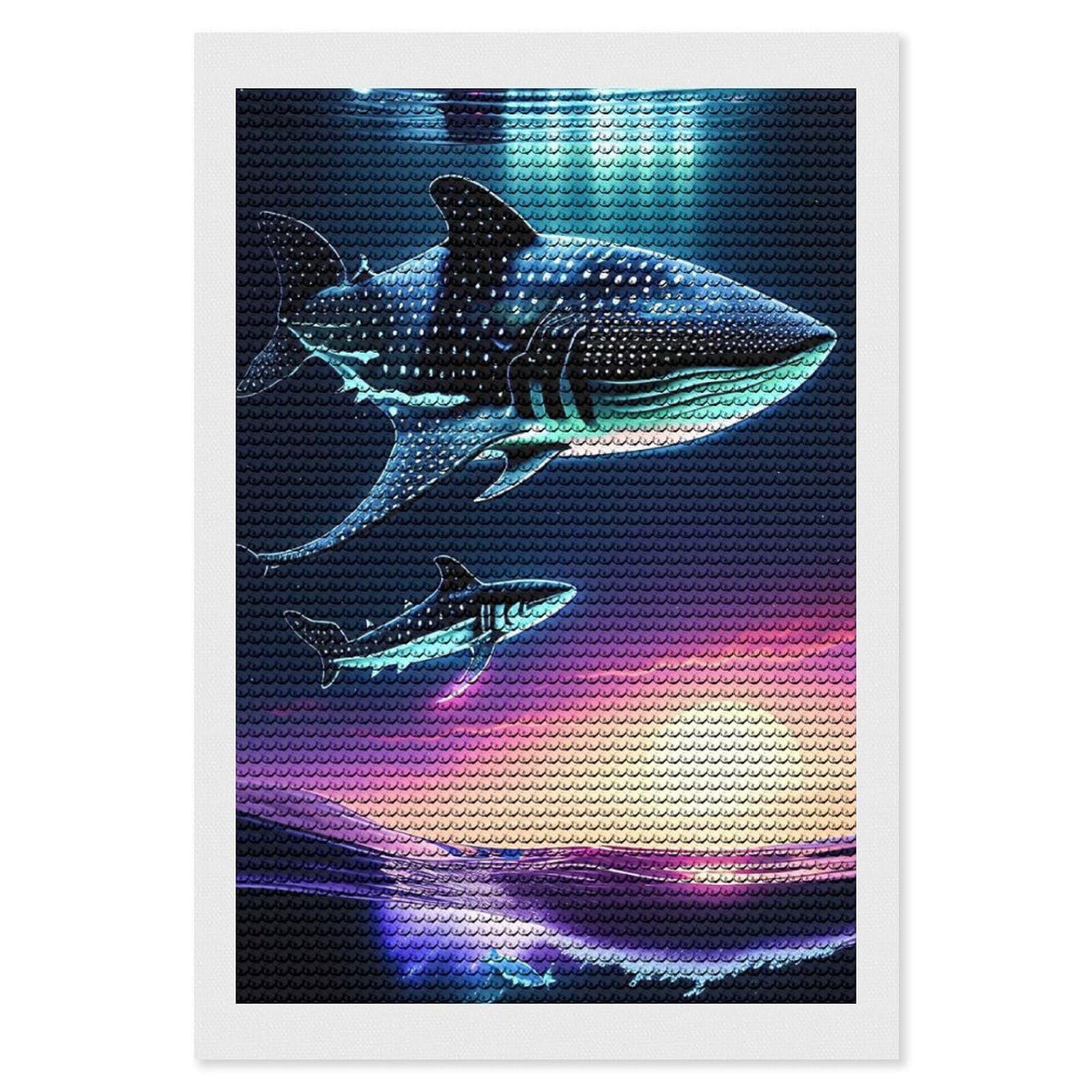 Junmoney Cyber Whaleshark Round Drill Diamond Painting 8"x12", for Craft Lovers, Stress Relief Craft, Bedroom Decor, Festive Craft Gift