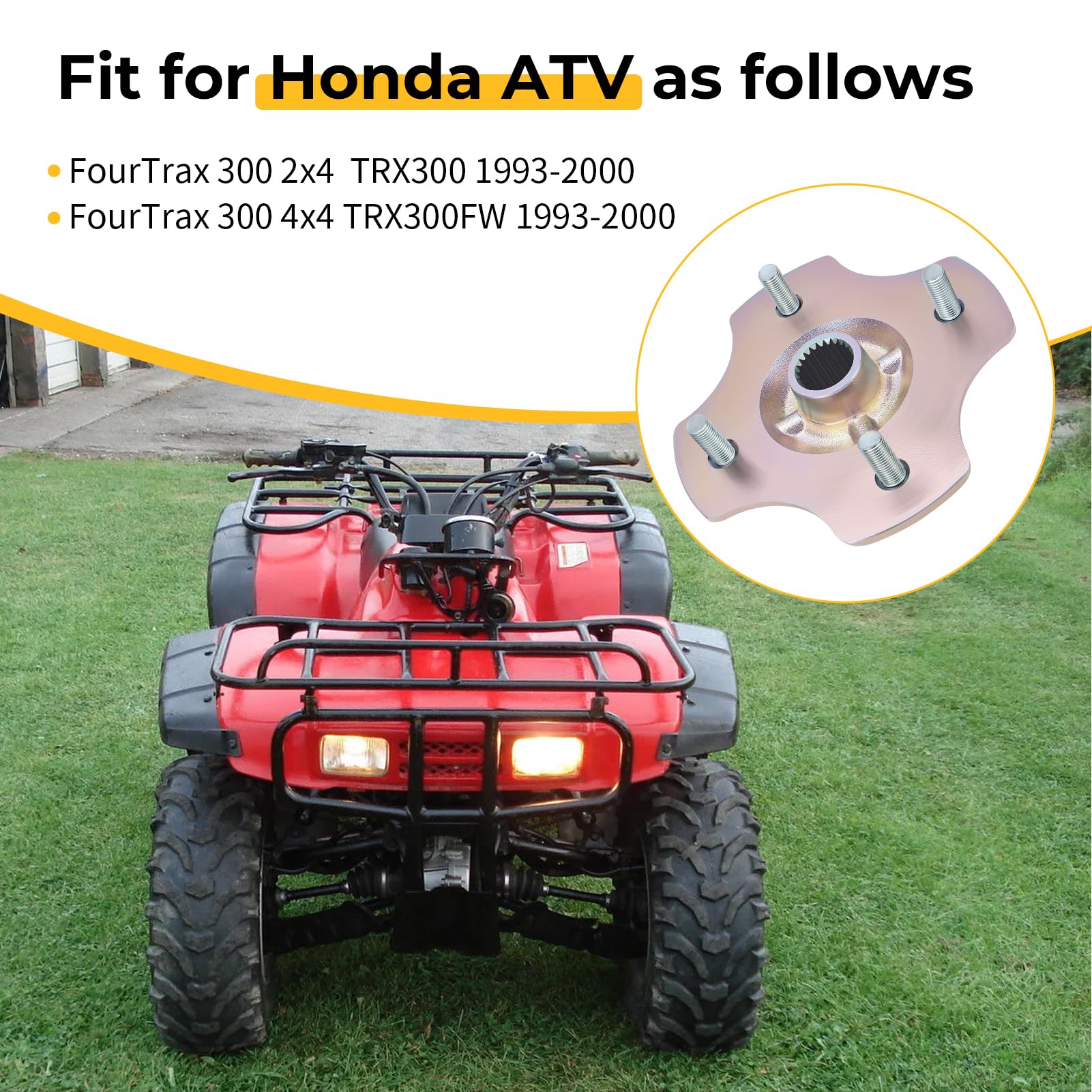 Rear Axle Hub TRX300 2 Rear Wheel Hubs With Nuts For Honda TRX300 Fourtrax 300 2X4/4X4 (1988-1992) Honda 300 Fourtrax Rear Axle - Foto 2