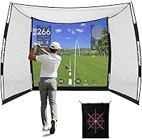 MangoStar 11x8ft Golf Hitting Net with Impact Screen & Target Cloth - Durable Practice Cage for Indoor Outdoor Golf Training