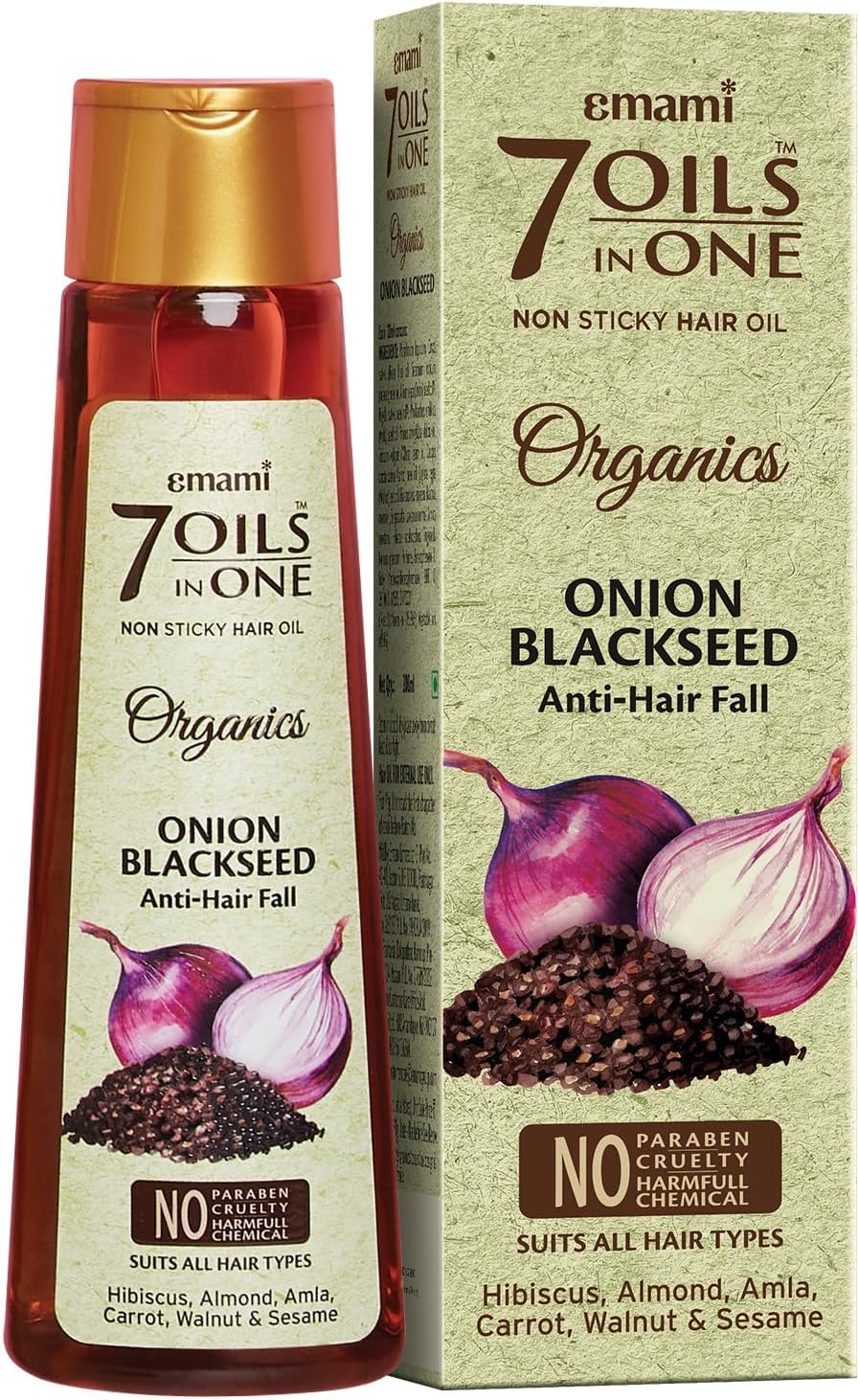 7-in-1 Hair Oil | Onion Blackseed Anti Hairfall Oil | Strengthens Hair Follicles | Fights Hair Loss & Breakage | Provides Thick & Shiny Hairs | 6.76 Fl Oz/200ml