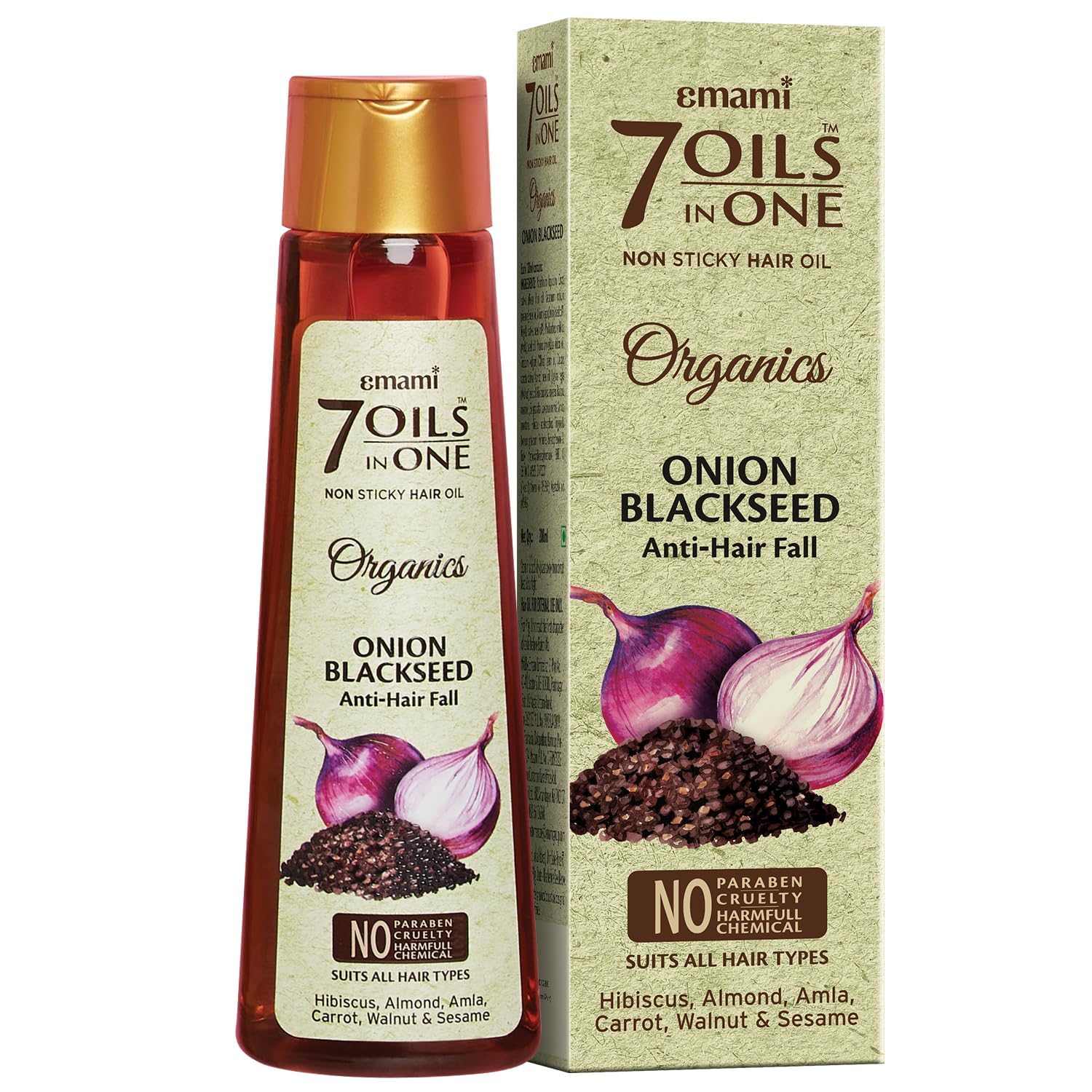 Emami 7-in-1 Hair Oil | Onion Blackseed Anti Hairfall Oil | ...