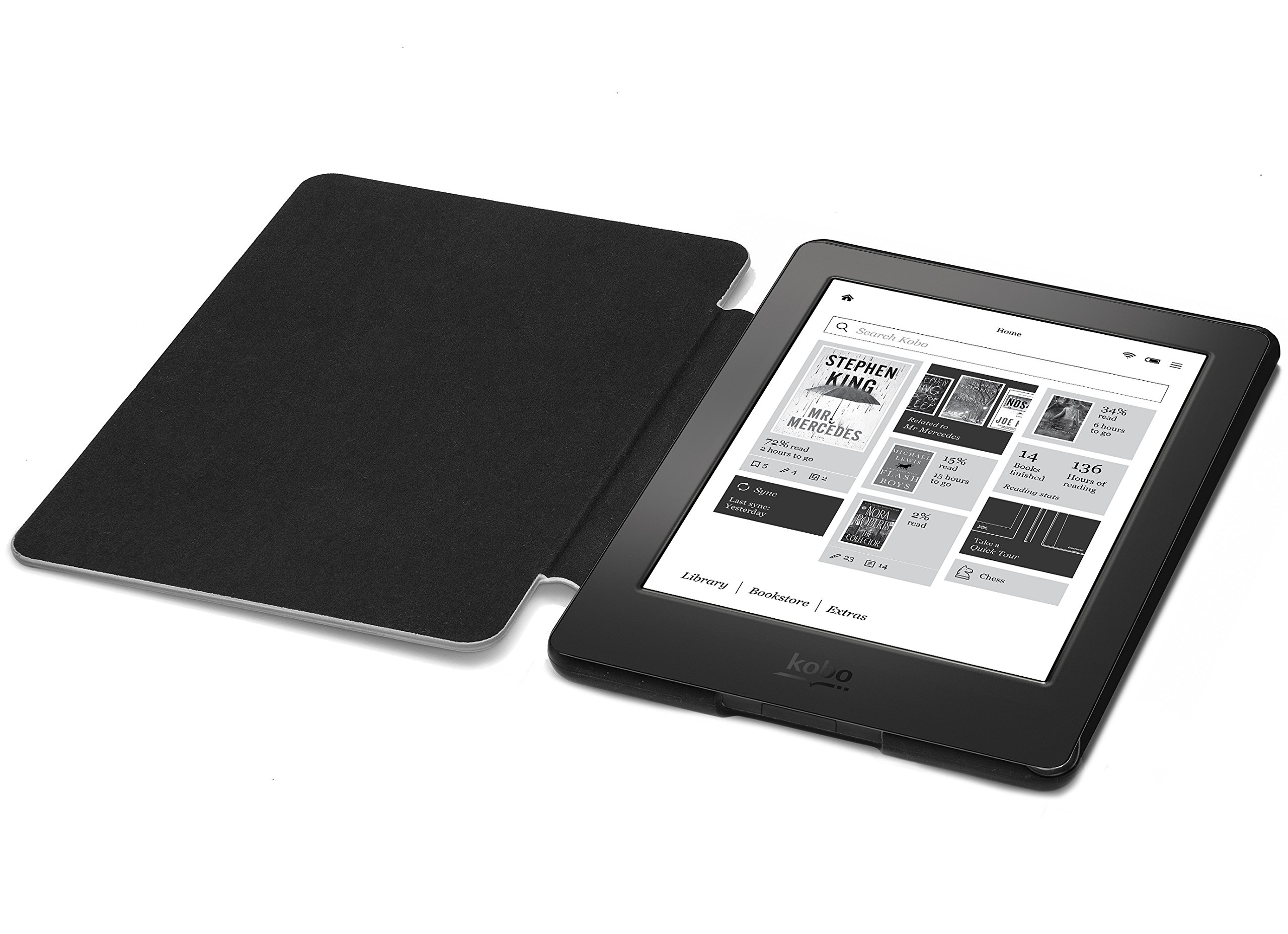 Forefront Cases Étui pour Kobo Aura H2O Edition 1 (Modèle: 2014) - Mince et Léger, Fonction Automatique Veille/Réveil Intelligente Étui, Coque de Protection pour Kobo Aura H2O Edition 1 - Noir
