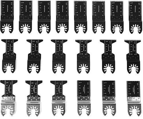 WEN MTB020 Juego de 20 cuchillas oscilantes multiherramienta de acero al carbono y cuchillas bimetálicas surtidas