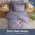 Nestl Twin XL Comforter Set 5 Piece - Pintuck Twin XL Bedding Set Dusty Purple, College Dorm Essentials Bed in a Bag, Twin XL Comforter Set for College Girls and Boys with Sheets, Pillowcase and Sham