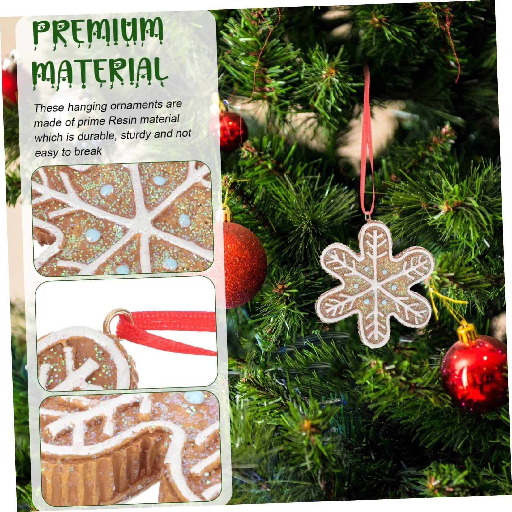 PRETYZOOM Lustige Winterdeko 4 Stück Weihnachtsbaumschmuck Hängende Schneeflocken Weihnachtsdekorationen Hängende Ornamente Hausdekorationen Für Zuhause Weihnachtsfeier Dekoration Hellbraunes Harz