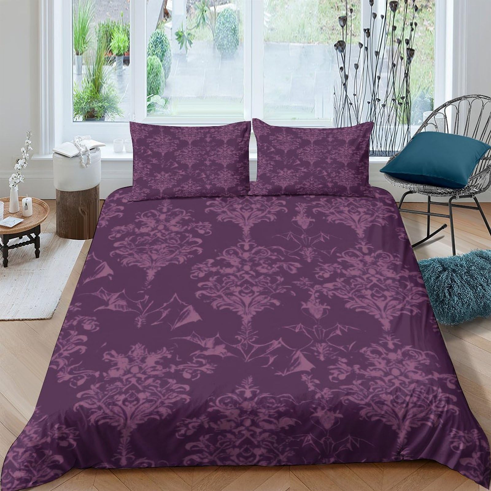 Ctjqhvkz Style-1 3D Printed Purple Floral Fitted Sheet Microfiber Soft Mattress Cover Bedroom Decor Dustproof Washable For Adults Teens Single（135X200cm）