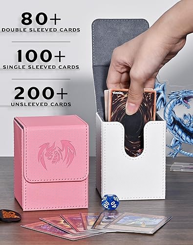 Miniatura 17 de Caja de cartas para Yugioh MTG, más de 100 fundas con 2 divisores, caja de almacenamiento de piel sintética, compatible con tarjetas coleccionables