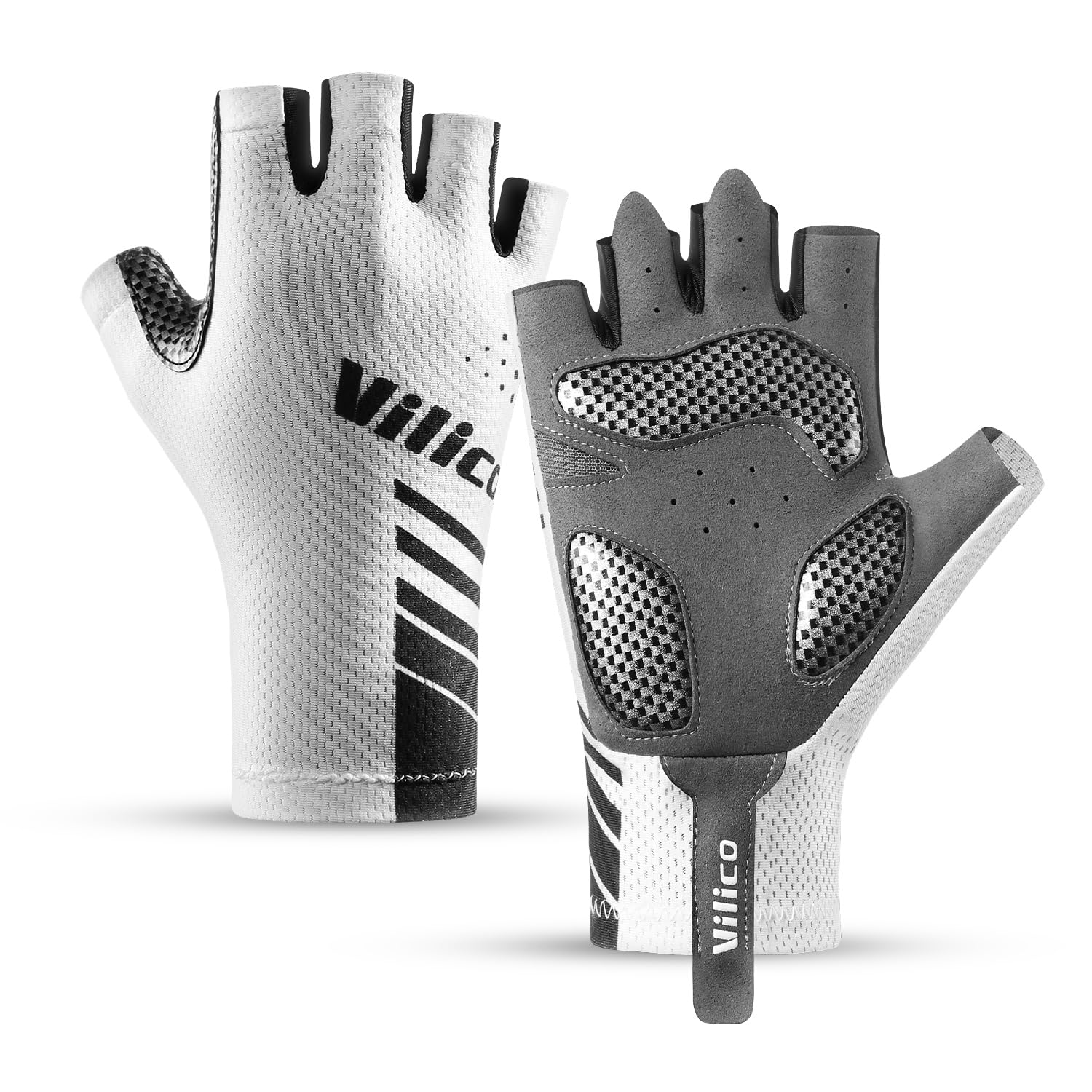 Vilico Gants de vélo pour vélo de Course et VTT – Antidérapants, Respirants, avec Coussinets amortisseurs – Légers et Confortables pour Route et Terrain