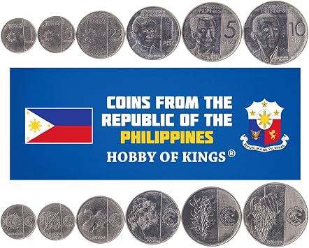6 Coin Set from Philippines | 1 5 25 Sentimo 1 5 10 Piso Coin Set Collection | Exotic Flowers | Famous Figures | Circulated 2017-2020