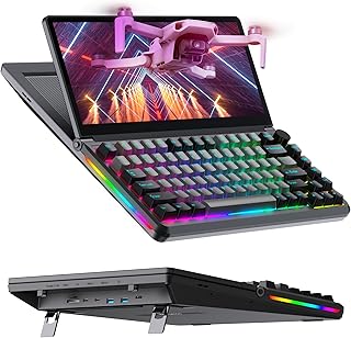 Kwumsy Touchscreen Mechanical Gaming Keyboard- K3 Portable Monitor Multifunctional Keyboard with 13'' Touchscreen USB/SSD Expansion Compact 82 Keys RGB LED Backlight FN-Key for Windows Mac Android