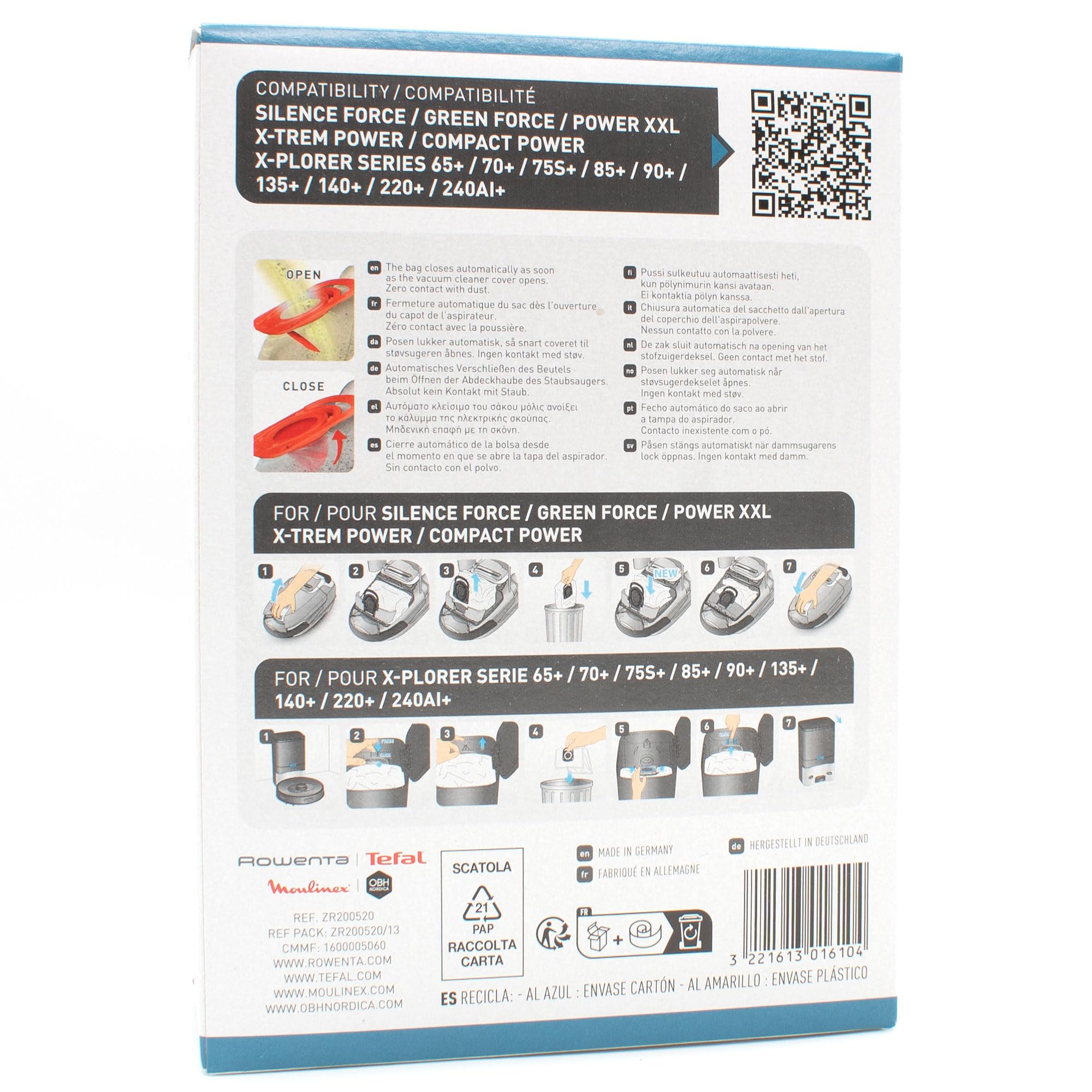 PakTrade 8 Sacchetti per aspirapolvere + 10 Profumi Compatibile con Rowenta X-Trem Power RO6866EA/411, X-Trem Power RO6875EA/410 | 8 Sacchetti, Deodoranti, Accessori, Ricambi