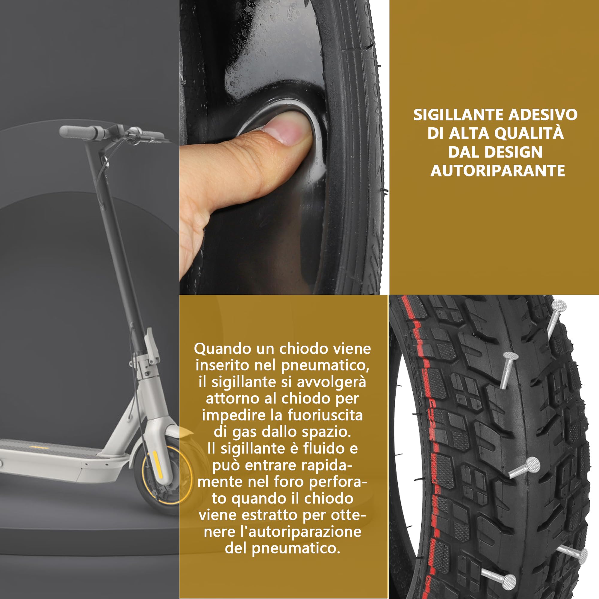 60/70-6,5 Pneumatici Tubeless Tutto Terreno per Xiaomi 5/5 Pro/5 Max, per Ninebot MAX G30/G30D/G30D 2 Monopattini Elettrici Resistenti all'Usura Pneumatici di Ricambio Auto-Riparabili
