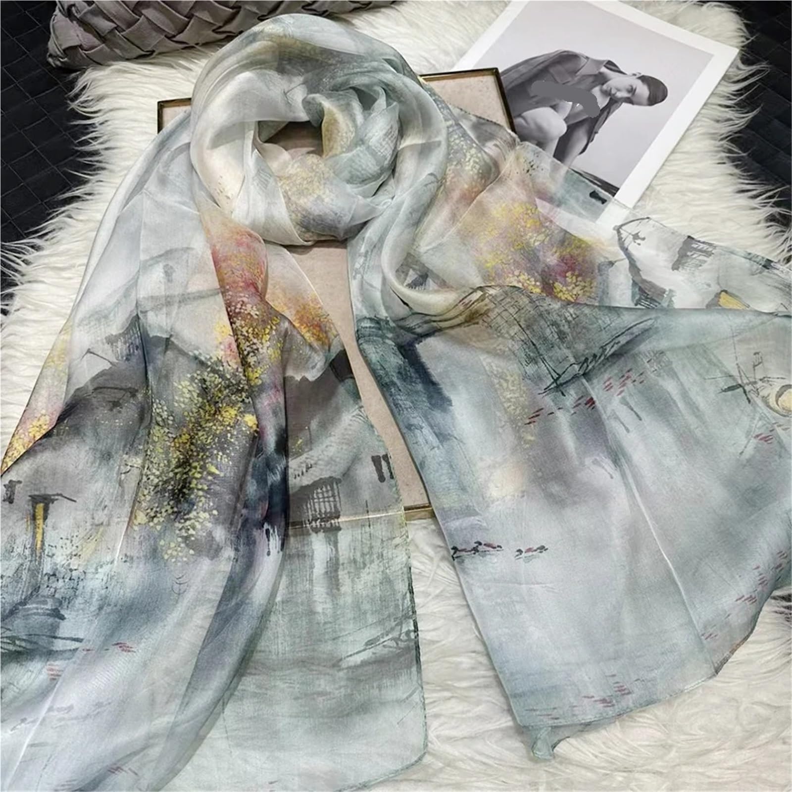 Primaverile Grande Leggera Sciarpa di seta scialle Donna Moda disegno floreale Sciarpe lunghe Avvolge da spiaggia in chiffon estiva 180 * 110 cm