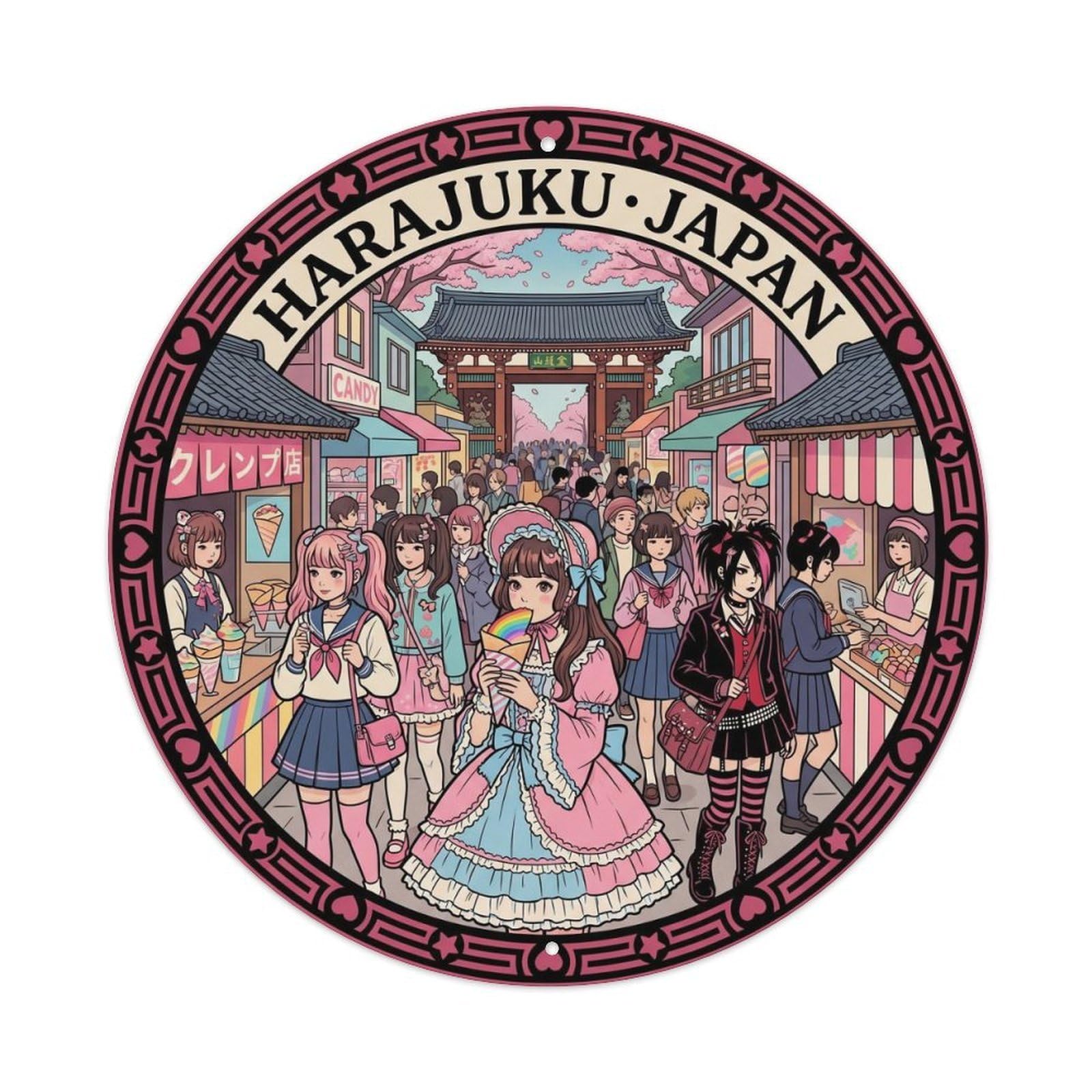 Olhnbad Style Tokyo Harajuku Takeshita Street Fashion Old Town Metal Tin Sign
