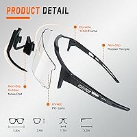 Vista 5 de Photochromic Sports Sunglasses XL for Men Women, TR90 Frame Cycling Glasses for Baseball, Running, Hiking