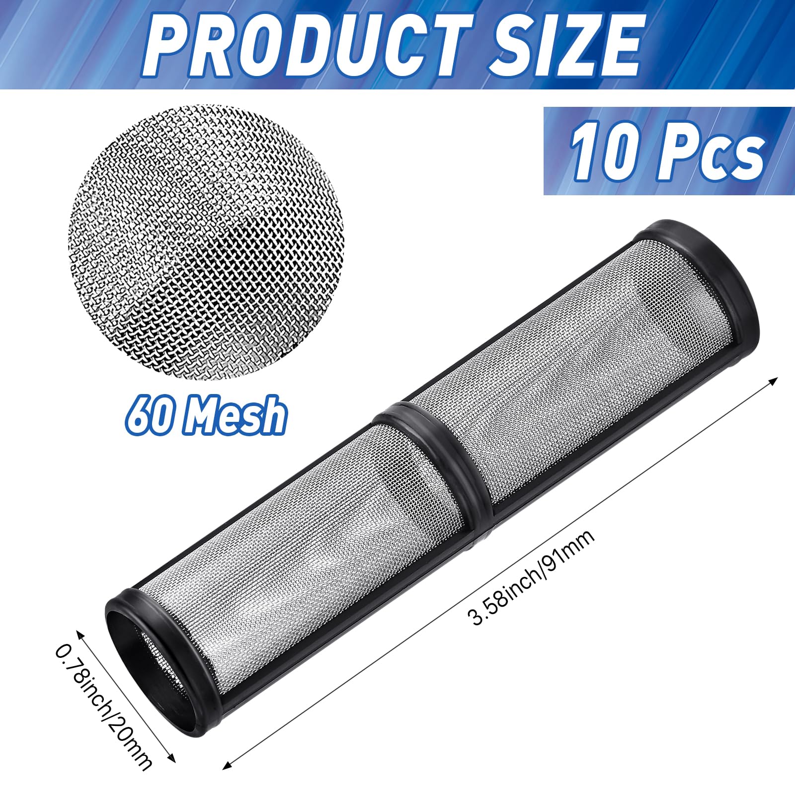 Produktbild von NIZEAMI 12 Airless-Filter 60 & 100 Mesh – Ersatz Für Graco 390, 395, 490, 495, 595 – 6+6 Stück