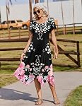 Zeagoo Womens Casual Dress for Summer Short Sleeve Loose Flowy Beach Dress with Pockets Hankerchief Flare Midi Sundress 2026